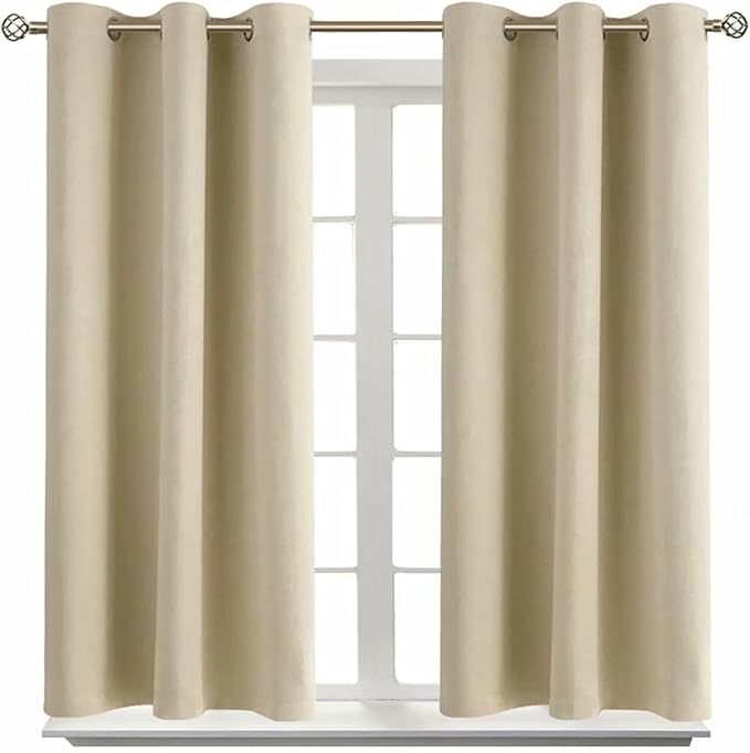 BGment Room Darkening Curtains 54 Inches Long - Grommet Thermal Insulated Drapes Window Treatment Curtains for Bedroom, 2 Panels, 38 x 54 Inch, Beige