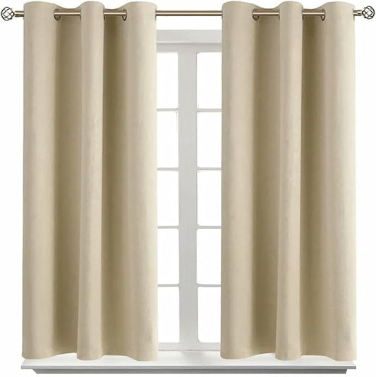 BGment Room Darkening Curtains 54 Inches Long - Grommet Thermal Insulated Drapes Window Treatment Curtains for Bedroom, 2 Panels, 38 x 54 Inch, Beige