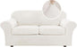 H.VERSAILTEX Real Velvet Plush 3 Piece Stretch Sofa Covers Couch Covers for 2 Cushion Couch Sofa Slipcovers Width Up to 90 Inch Feature Thick Soft Stay in Place (Sofa, Porcelain White)