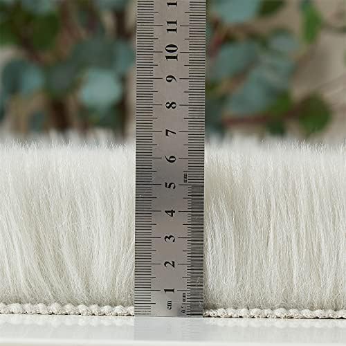 EasyJoy Ultra Soft Fluffy Rugs Faux Fur Rug Chair Cover Seat Pad Fuzzy Area Rug (Light Grey, 2x6 ft Rectangle)