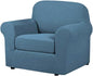 H.VERSAILTEX High Stretch Chair Cover Chair Slipcover 2 Piece Couch Shield Furniture Cover/Protector Soft with High Spandex Jacquard Checked Pattern Fabric (Chair, Dusty Blue)