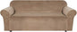 H.VERSAILTEX Stretch Velvet Sofa Covers for 3 Cushion Couch Covers Furniture Protector Soft with Non Slip Elastic Bottom, Crafted from Thick Comfy Rich Velour (Large Sofa 90"-97", Camel)