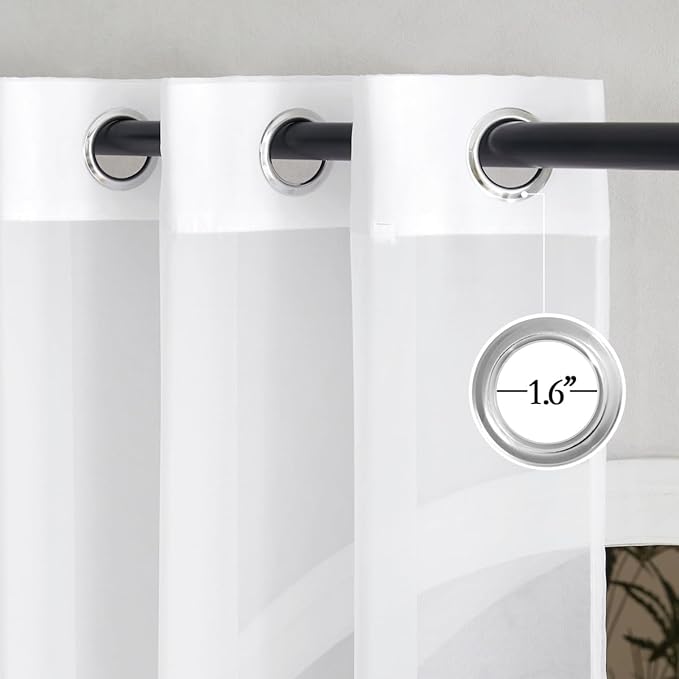 NICETOWN White Short Kitchen Curtains Over Sink 30 inches Long 2 Panels, Grommet Airy Cafe Curtains Cute & Elegant with Light Filtering Window Treatments for Nursery, W42 x L30
