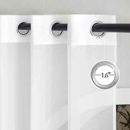 NICETOWN White Sheer Kitchen Window Curtains 24 inches Long, Grommet Short Curtains Elegant & Airy Breathable Light Filtering Drapes for Cafe/Basement, W30 x L24, 2 Panels