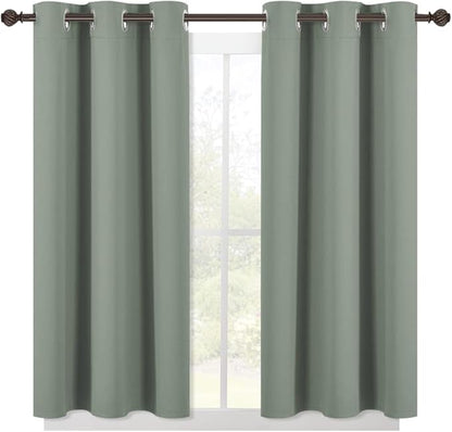 NICETOWN Modern Blackout Curtains Noise Reducing, Thermal Insulated and Privacy Room Darkening Drape Panels for Boy's Guest Room Door Small Short Window (Sage Green, 2 Panels, W42 x L45 -Inch)