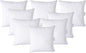 LANE LINEN Throw Pillow Inserts 18" x 18" - Set of 8 White Down Alternative Pillows for Bed, Sofa, and Couch - Fluffy Decorative Stuffer Pillow for Indoors