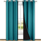 NICETOWN Peacock Teal Blackout Curtains 80 inches Long, Full Light Blocking Drapes with Black Liner for Nursery, Thermal Insulated Draperies for Hall, Villa (2 Pieces, 42" Wide Each Panel)
