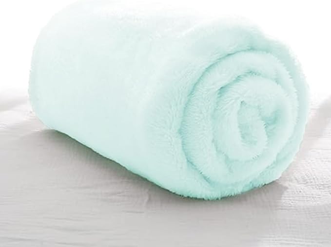 Exclusivo Mezcla Plush Fuzzy Fleece Throw Blanket, Super Soft, Fluffy and Warm Blankets for Couch, Bed, All Season (Mint Green, 40x50 inches)