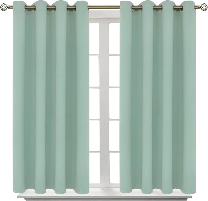 BGment Blackout Curtains - Grommet Thermal Insulated Room Darkening Bedroom and Living Room Curtains, Set of 2 Panels (52 x 45 Inch, Frosty Green)