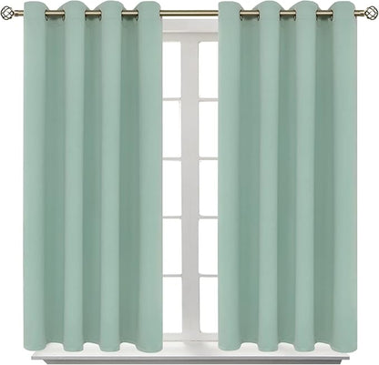 BGment Blackout Curtains - Grommet Thermal Insulated Room Darkening Bedroom and Living Room Curtains, Set of 2 Panels (52 x 45 Inch, Frosty Green)