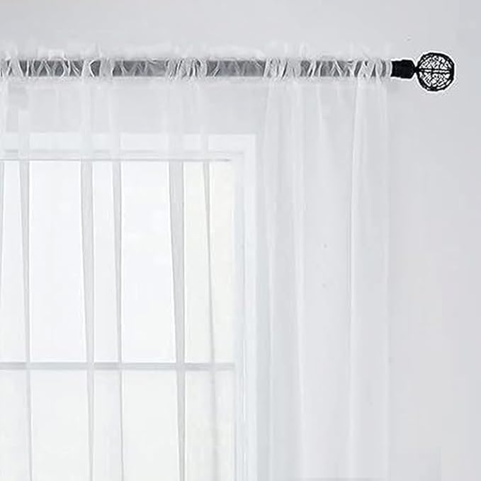 SpaceDresser Sheer White Vanlance for Windows 2 Panels, Small Kitchen Curtain for Bathroom Living Room Bedroom Cafe Rod Pocket Voile Drapes(White, 52W x 18L)