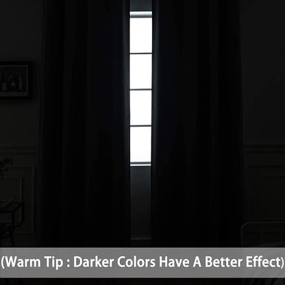 Yakamok 84 Inch Length Blackout Curtains for Bedroom, Thermal Insulated Room Darkening Grommet Top Window Drapes for Living Room,42W x 84L,Navy Blue,2 Panels
