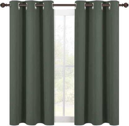 NICETOWN Shack Blackout Curtains 54 inches Long, Thermal Insulated and Privacy Room Darkening Drape Panels for Boy's Guest Room Door Small Short Window (Dark Mallard, 2 Panels, W42 x L54 -Inch)