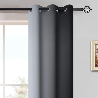 Yakamok Light Blocking Ombre Curtains, Greyish White and Black Gradient Color Curtains, Room Darkening Grommet Window Drapes for Bedroom(Black, 42x84 Inch, 2 Panels)