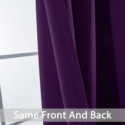 Yakamok Wide Thermal Blackout Patio Door Curtain Panel,Purple Grommet Sliding Door Insulated Curtains, Extra Wide Curtains for Sliding Glass Door,Purple, W52 x L84, 1 Panel