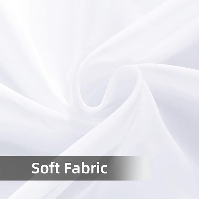 youleyar Solid Sheer Rod Pocket Curtain Voile Draperies 4 Panels White Beige Black Grey Ivory 52 Inch Width 72 Inch Long 1 Pair for Kitchen Bedroom Children Living Room Yard(Optical White,52 Wｘ72 L)