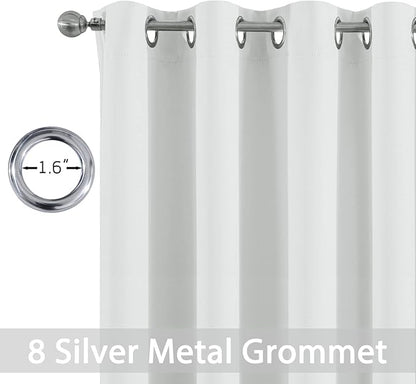 Yakamok 96 Inch Length Room Darkening Drapes Blackout Curtains for Bedroom,Thermal Insulated Grommet Curtain Panels for Living Room,52W x 96L,Greyish White, One Pair