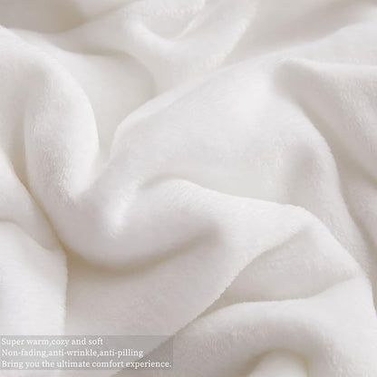 KMUSET Fleece Blanket Throw Size White Lightweight Super Soft Cozy Luxury Bed Blanket Microfiber