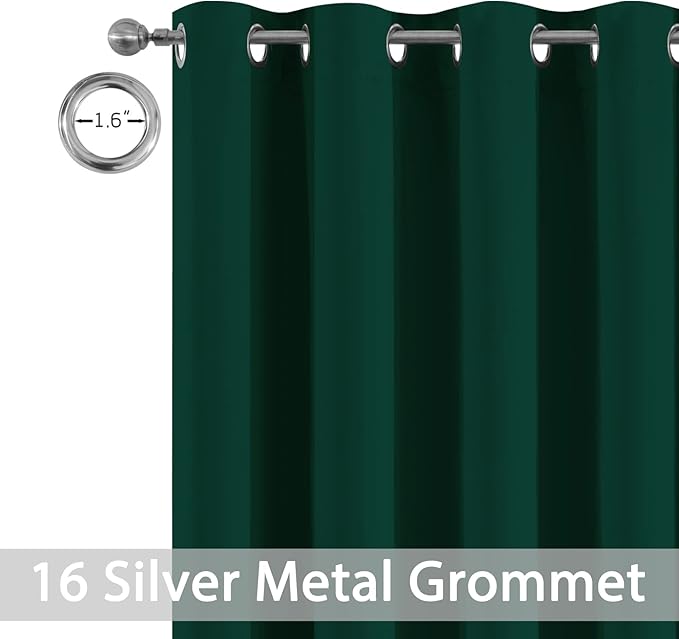 Yakamok Blackout Extra Wide Thermal Insulated Curtains, Total Shade Patio Door Curtain, Full Light Shading Sliding Door Room Divider for Space Separator Bedroom, 1 Panel, W100 x L84, Emerald Green,