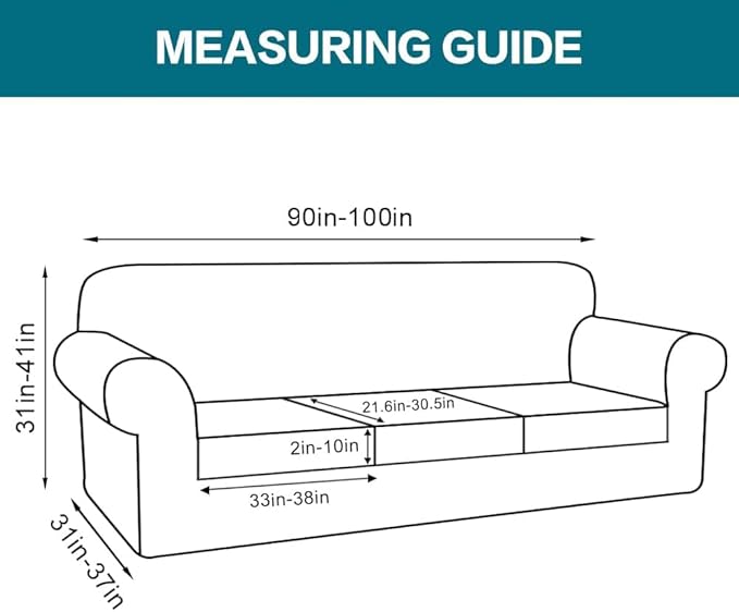 Turquoize 4 Piece Sofa Covers for 3 Cushion Couch Sofa Slipcover Soft Couch Cover for Dogs Washable Furniture Cover with 3 Individual Large Cushion Covers Feature Fabric (Large Sofa, Dusty Blue)