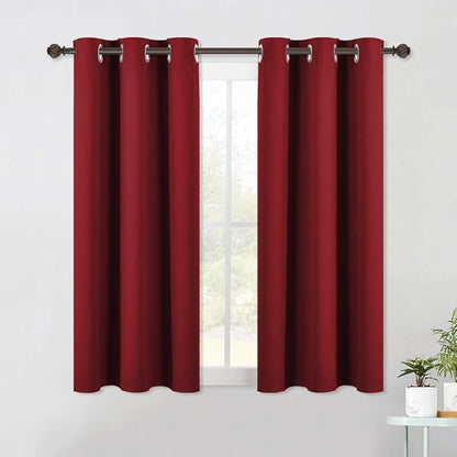 NICETOWN Blackout Curtains & Drapes for Bedroom, Burgundy Red, W34 x L48, Set of 2, Triple Weave Grommet Top Thermal Insulated Light Blocking Panels for Bathroom/Living Room