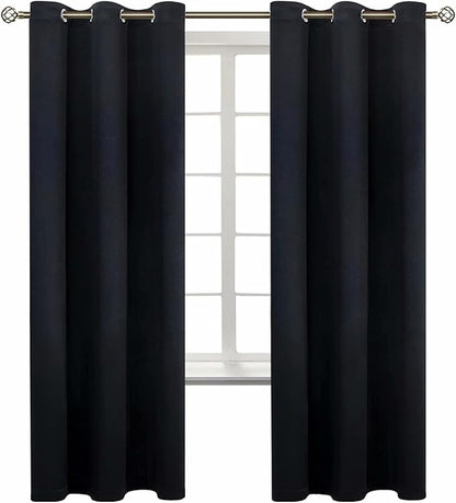 BGment Blackout Curtains for Living Room - Grommet Thermal Insulated Room Darkening Curtains for Bedroom, Set of 2 Panels (42 x 72 Inch, Black)