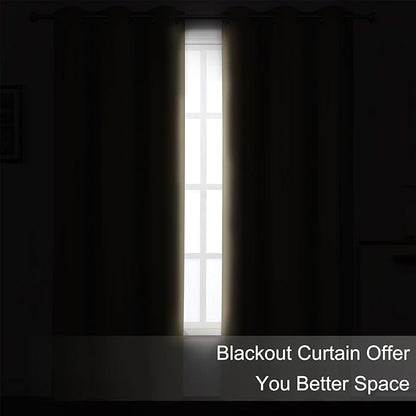 LEMOMO Blackout Curtains 52 x 90 Inch Long Beige Curtains Set of 2 Panels Room Darkening Curtains for Bedroom and Living Room