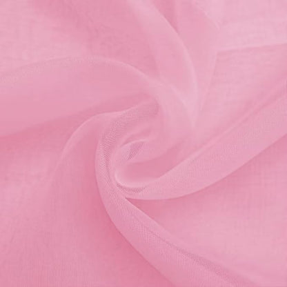 SpaceDresser Sheer Voile Window Treatment Rod Pocket Curtain Panels for Kitchen Bedroom Living Room Drapes Sunlight Filtering Privacy Semi Home Decor Assorted (Light Pink, 52 W x 54 L)