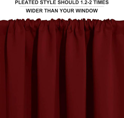RYB HOME Short Blackout Curtains for Small Window, Sunmmer Heat Light Blocking Privacy Protection Curtains for Sunroom Laundry Room Stair Window, Width 52 by Length 36, Burgundy Red, Set of 2