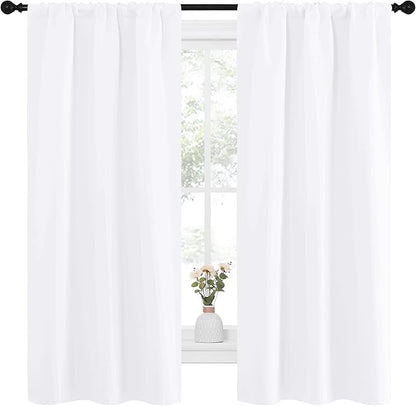 NICETOWN White Curtains for Bedroom, Short Curtains & Draperies for Small Window, Home Decoration Draperies (34 in x 63 in (W x L), 2 PCs)