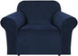 H.VERSAILTEX Stretch Velvet Armchair Cover Couch Covers 1 Cushion Chair Slipcover for Living Room Furniture Cover Crafted from Thick Comfy Rich Velour (Chair 31"-49", Navy)