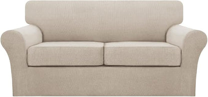 Turquoize 3 Piece Sofa Covers for 2 Cushion Couch Sofa Slipcover Soft Couch Cover for Dogs-Washable Sofa Furniture Covers with 2 Individual Cushion Covers, Feature Fabric (2 Cushion Sofa,Island Fossi)