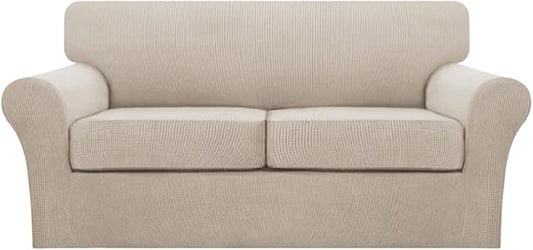 Turquoize 3 Piece Sofa Covers for 2 Cushion Couch Sofa Slipcover Soft Couch Cover for Dogs-Washable Sofa Furniture Covers with 2 Individual Cushion Covers, Feature Fabric (2 Cushion Sofa,Island Fossi)