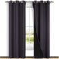 NICETOWN Full Shade Curtain Panels, 37" Wide x 80" Long, Greyish Purple, Pair of Thermal Insulated & Energy Efficiency Blackout Drapes for Living Room, Lined Silky Performance Window Dressing