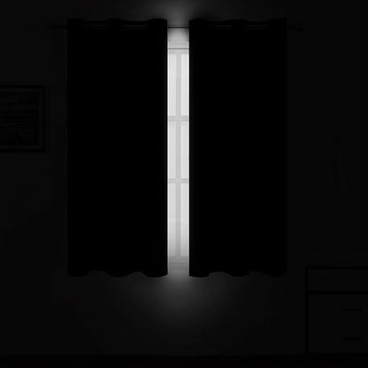 LEMOMO Black Blackout Curtains 34 x 63 Inch Length/Set of 2 Curtain Panels/Thermal Insulated Room Darkening Blackout Curtains for Bedroom