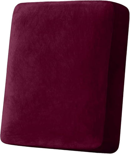 Couch Cover Stretch Velvet Sofa Cushion Cover 1-Piece - Elastic Washable Slipcover for Seat or Backrest, Couch Seat Covers for Sofas (Wine)