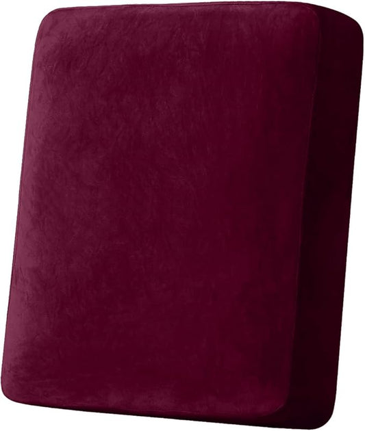 Couch Cover Stretch Velvet Sofa Cushion Cover 1-Piece - Elastic Washable Slipcover for Seat or Backrest, Couch Seat Covers for Sofas (Wine)