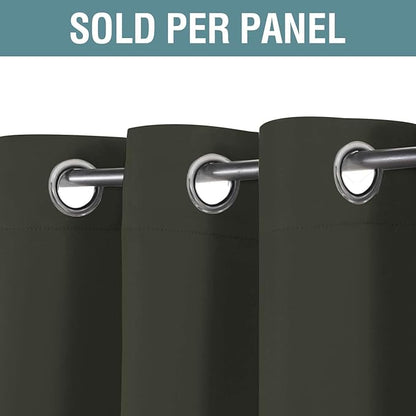 H.VERSAILTEX Blackout Curtain for Living Room Thermal Insulated Window Treatment Curtain Extra Long 84 inch Length Energy Saving Solid Grommet Top Blackout Drape, One Panel, Olive, 52" W x 84" L
