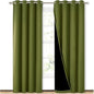 NICETOWN 100% Blackout Curtain Set, Thermal Insulated & Energy Efficiency Window Draperies for Guest Room, Full Shading Panels for Shift Worker and Light Sleepers, Olive Green, 52W x 84L, 2 PCs