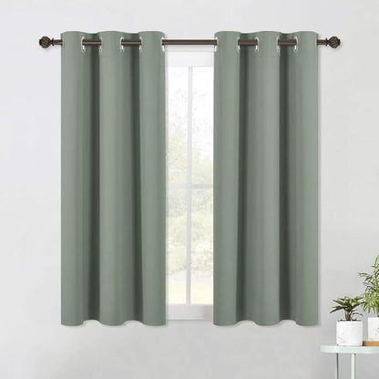 NICETOWN Modern Blackout Curtains Noise Reducing, Thermal Insulated and Privacy Room Darkening Drape Panels for Boy's Guest Room Door Small Short Window (Greyish Green, 2 Panels, W42 x L54 -Inch)