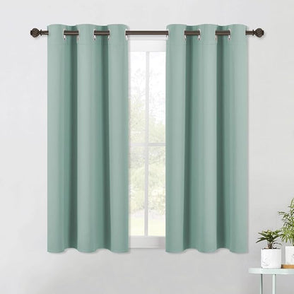 NICETOWN Modern Blackout Curtains Noise Reducing, Seafoam, 2 Panels, W42 x L54, Thermal Insulated and Privacy Room Darkening Drape Panels for Boy's Guest Room Door Small Short Window