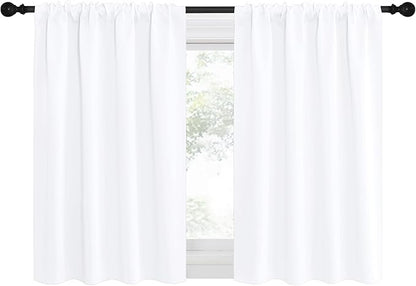 NICETOWN RV Curtains for Camper & Kitchen Windows, Light Filtering Curtains & Drapes for Small Windows (34" Wide x 36" Long, White, 1 Pair)