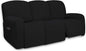 PureFit Super Stretch 3 Seats Recliner Chair Sofa Couch Cover with Pocket – Non Slip Soft Sofa Slipcover, Washable Spandex Reclining Furniture Protector for Kids, Pets (Recliner Sofa, Black)