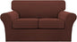 Turquoize 3 Piece Sofa Covers For 2 Cushion Couch Sofa Slipcover Soft Couch Cover For Dogs-Washable Sofa Furniture Cover With 2 Individual Cushion Covers, Thick Jacquard Fabric (Loveseat, Burnt Brick)