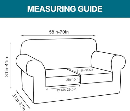 Turquoize 3 Piece Sofa Covers for 2 Cushion Couch Sofa Slipcover Soft Couch Cover for Dogs-Washable Sofa Furniture Covers with 2 Individual Cushion Covers, Jacquard Fabric (Loveseat, Loden Frost)