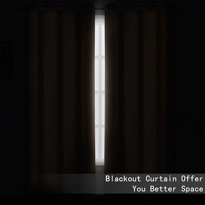 LEMOMO Blackout Curtains 66 x 54 Inch Long Cappuccino Curtains Set of 2 Panels Room Darkening Curtains for Bedroom and Living Room