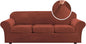 H.VERSAILTEX Modern Velvet Plush 4 Piece High Stretch Sofa Slipcover Cover Furniture Protector Form Fit Luxury Thick Velvet Extra Large Sofa Cover for 3 Cushion Couch (XL Sofa, Rust)
