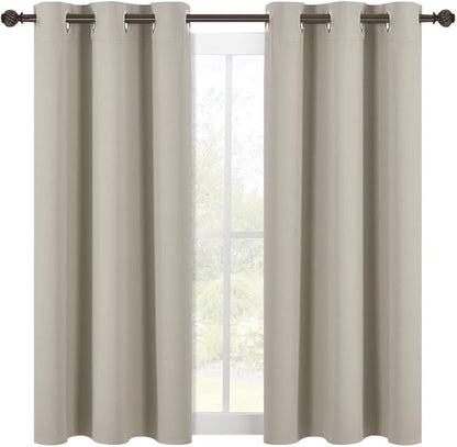 NICETOWN Modern Blackout Curtains Noise Reducing, Thermal Insulated and Privacy Room Darkening Drape Panels for Boy's Guest Room Door Small Short Window (Natural, 2 Panels, W42 x L54 -Inch)