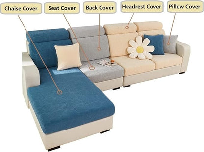 Couch Cushion Covers for Sofa Couch Covers Wear-Resistant Universal Sofa Cover Washable Stretch for Sectional Slipcovers (Texture-Blue,Large Double Seat Cover)