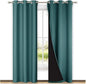 NICETOWN Sea Teal Full Shade Curtain Panels, 37" Wide x 80" Long, Sea Teal, Pair of Thermal Insulated & Energy Efficiency Blackout Drapes for Living Room, Lined Silky Performance Window Dressing